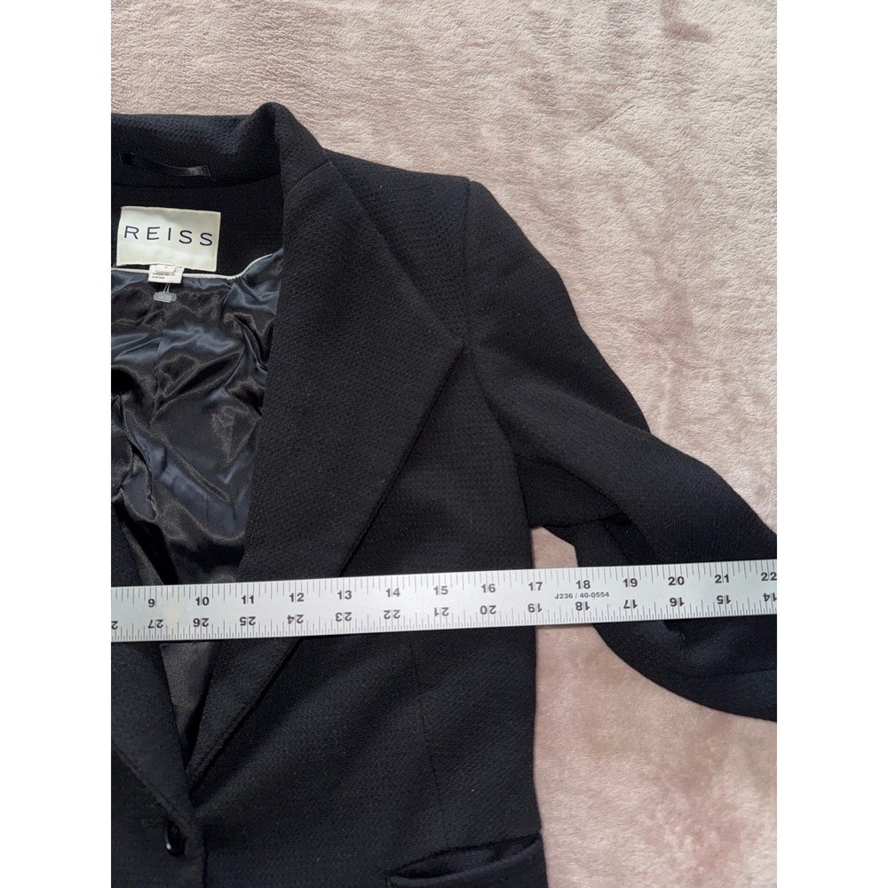 Reiss Women's Blazer‎ Black Micro Check 1 Button Sullivan Wool Blend Size Small - Picture 7 of 9
